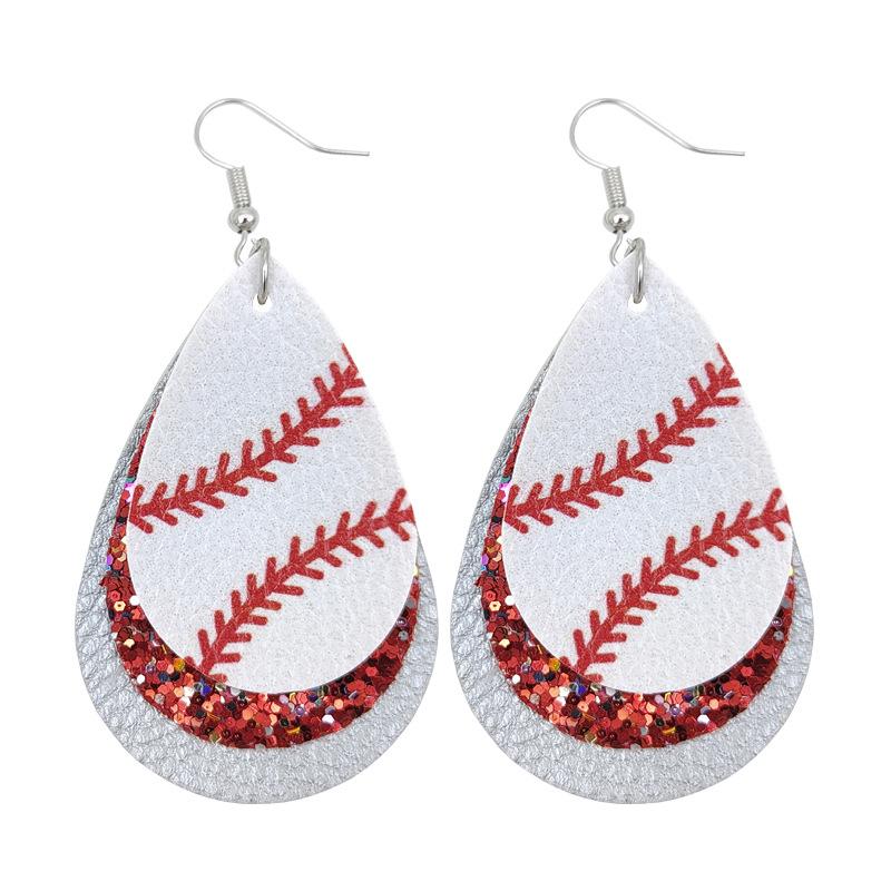 American Sports Baseball Leather Earrings