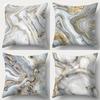 White gray gold geometric pattern cushion cover home decoration pillowcase bedroom living room polyester cushion cover