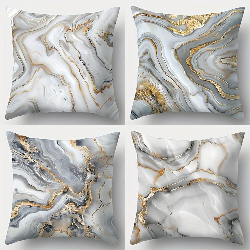 White gray gold geometric pattern cushion cover home decoration pillowcase bedroom living room polyester cushion cover