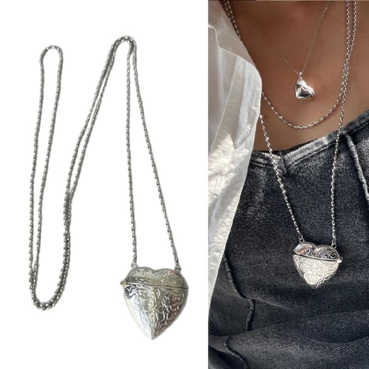 Trendy Crossbody Purse Necklace Adjustable Length Heart Pendant Neckchain Choker for Individualistic Fashion Lovers