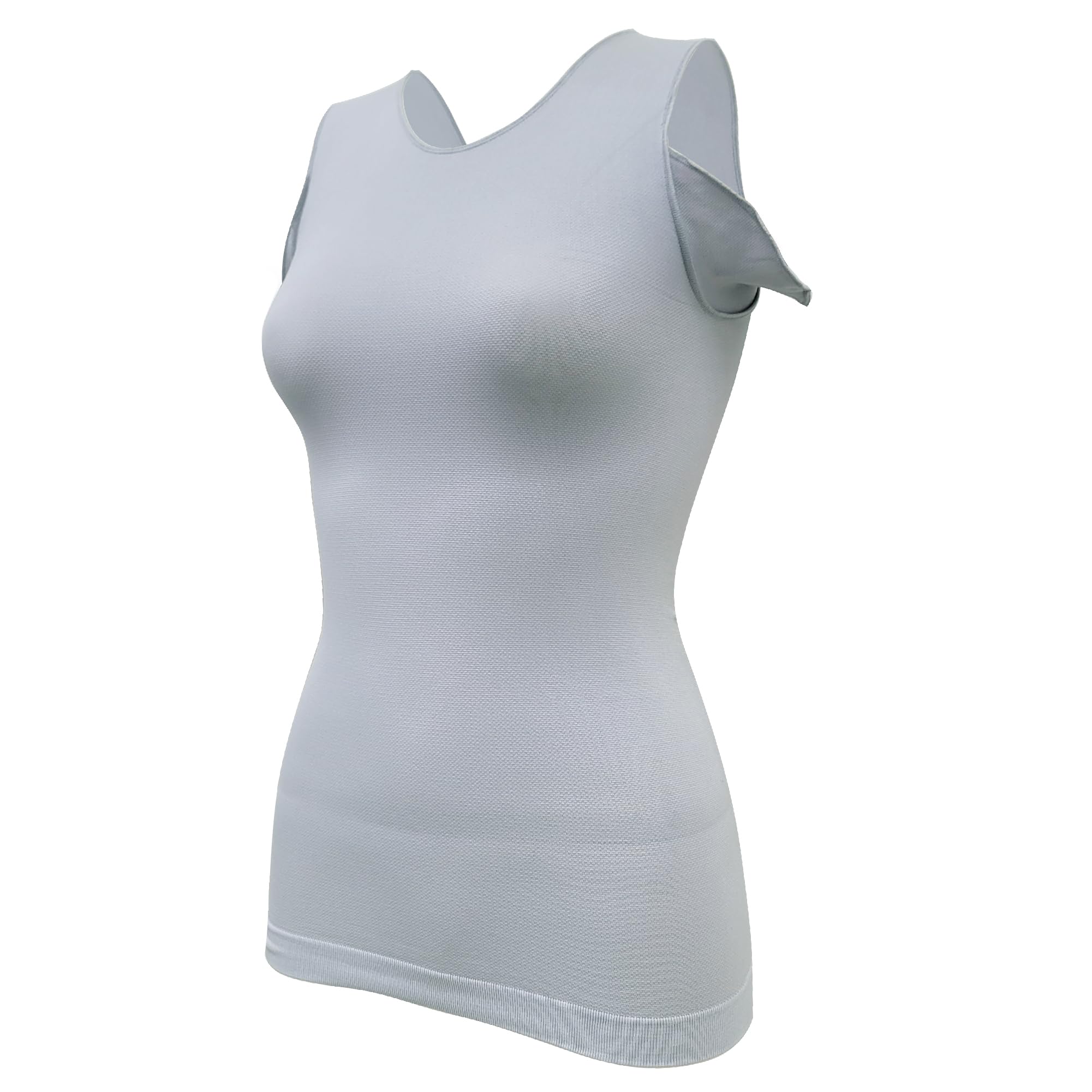 

Seamless crew neck tank top with side and for Made in [Sana-Vita] flaps. Lightweight, breathable, chafing-free comfort. Unisex. Taiwan. (JP, Alphabet,