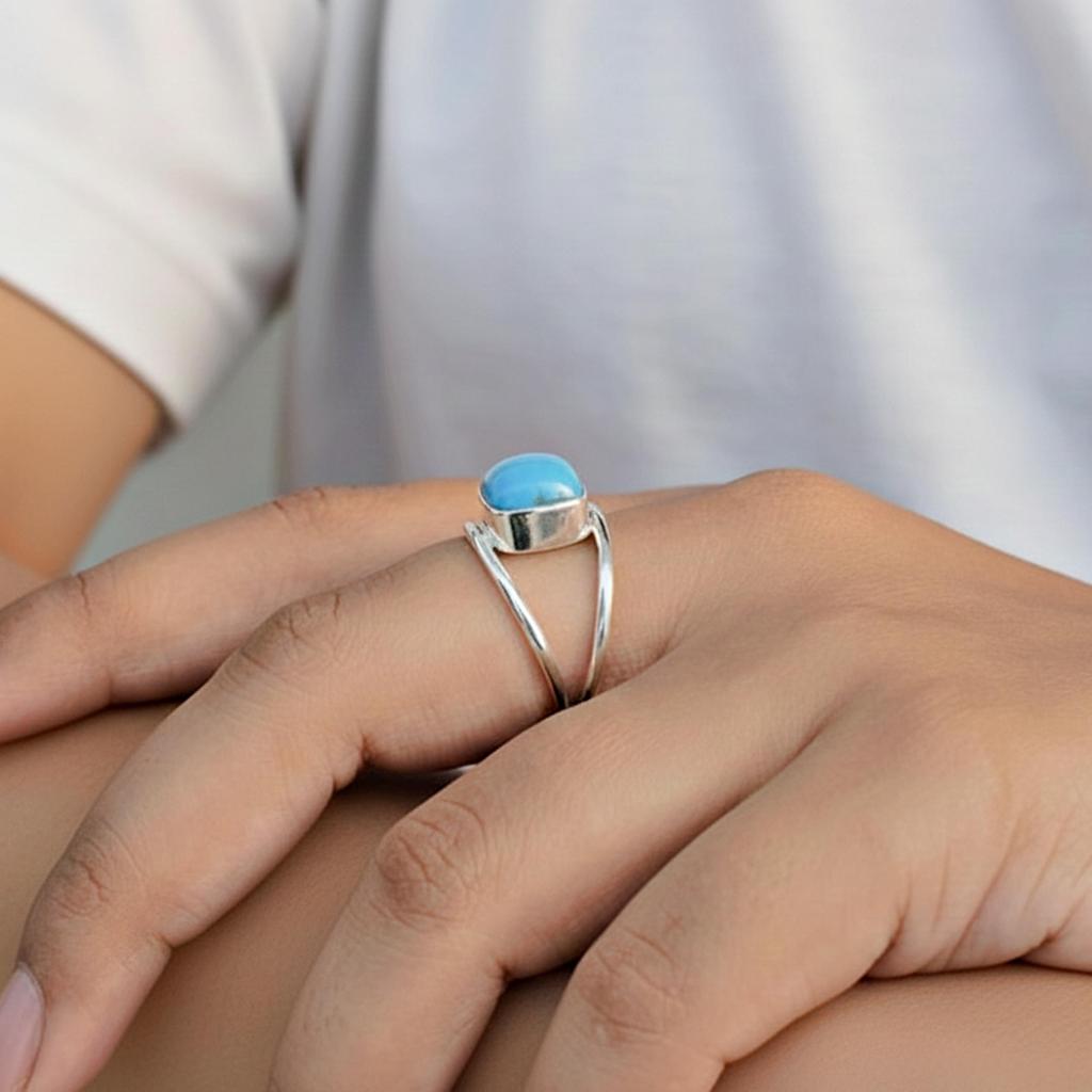 Arizona Turquoise Statement Ring, 925 Sterling Silver Ring, Handmade Minimalist Turquoise Jewelry for Women