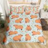 Cute Capybara Print Bedding Sets Full Kawaii Honey Bee Comforter CoverCartoon Animals Bed Set Red Love Heart Print Duvet Cover