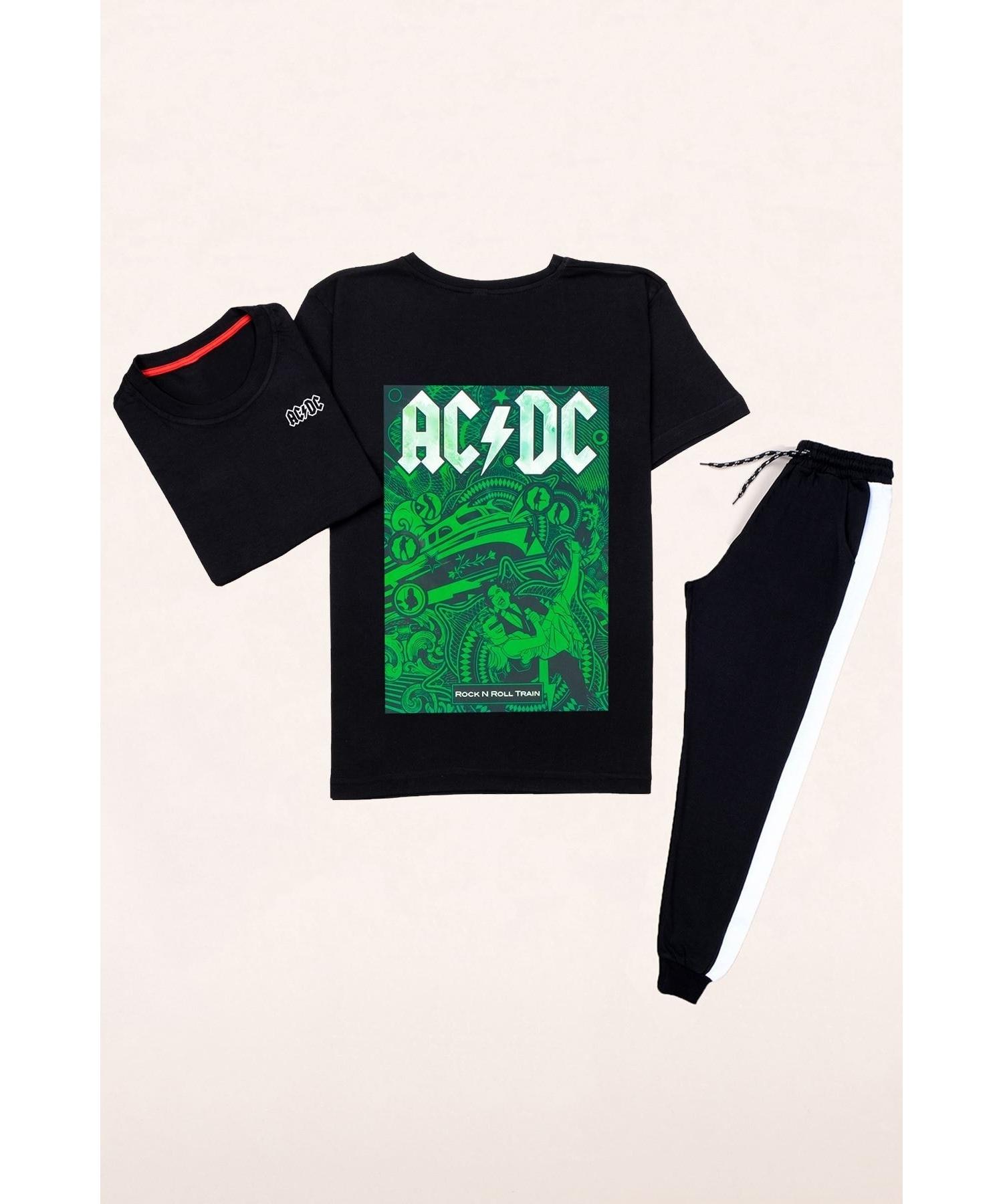 

Летний комплект спортивного костюма с принтом Acdc с короткими рукавами