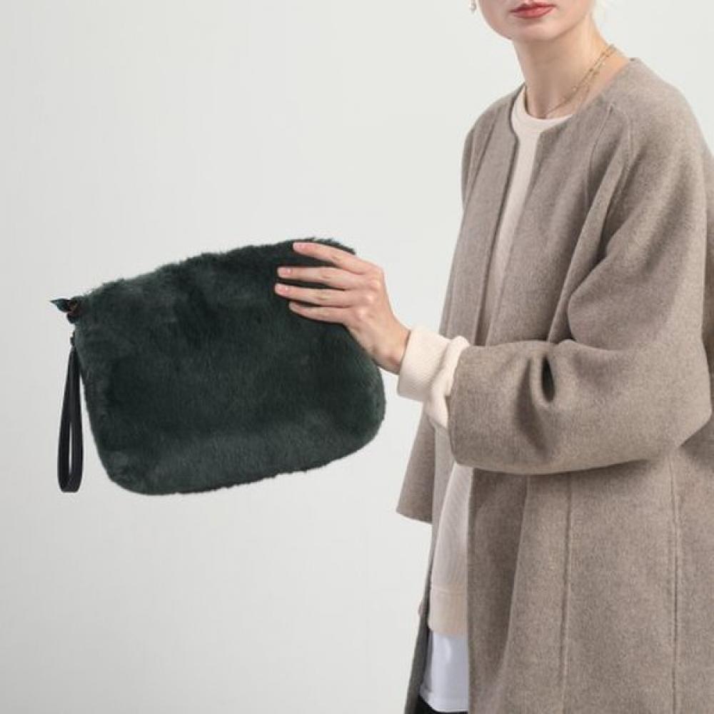 Lala Green Fur Clutch   Gift With Lala Canvas Bag + Wool Gloves  Lala2f163 