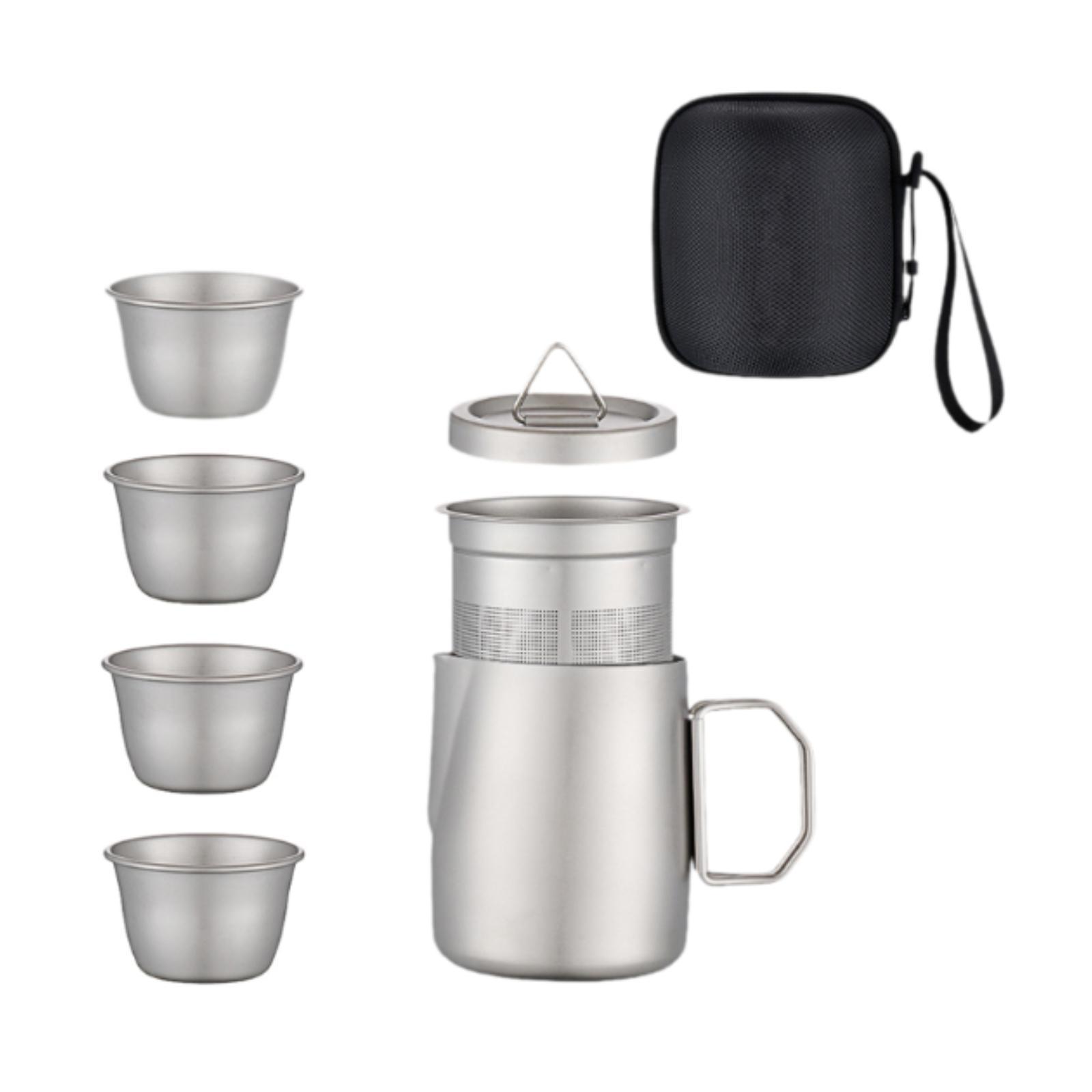 

China Traditional Tea Bowl Titanium Stainless Steel Alloy Tea Set Kung Fu Tea Pot Traditional Gift Lightweight Chinese Tea Make серебряный