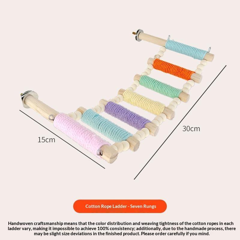 1 bucată Trepte Frânghie Bumbac Pasăre Scară Suspendată Colorată Decor Colivie Pasăre Stick Amuzant Șlefuire Rezistent la Uzură Papagal Cățărare