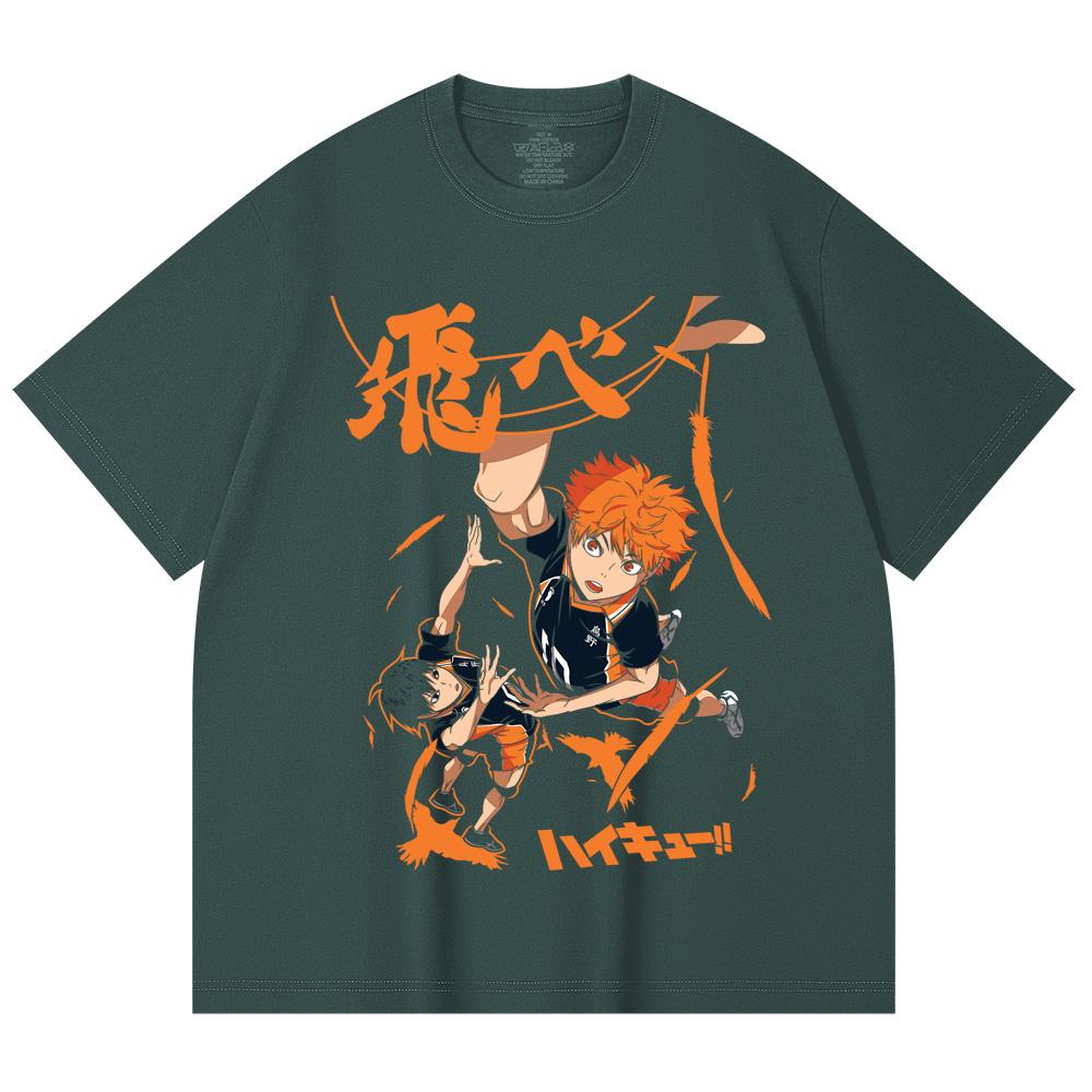230 Gsm 100% Cotton Haikyuu V10 Hinata Tobio Print Unisex Heavy Cotton T Shirt
