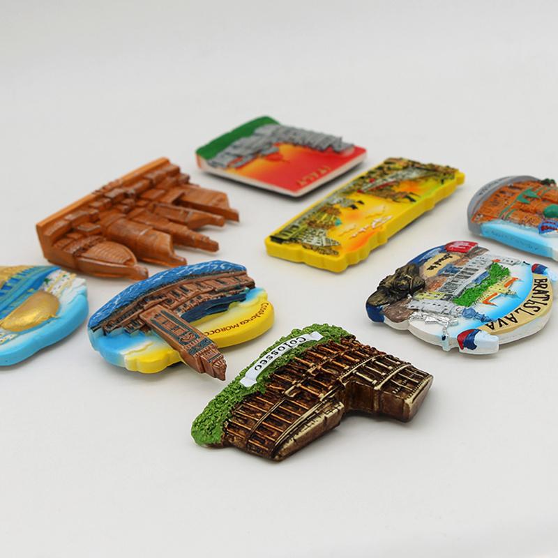 3D Fridge Magnet Magnetic Refrigerator Rome Colosseum Dubai Slovakia Israel Dubai Italy Tourism Souvenir Home Decoration Sticker