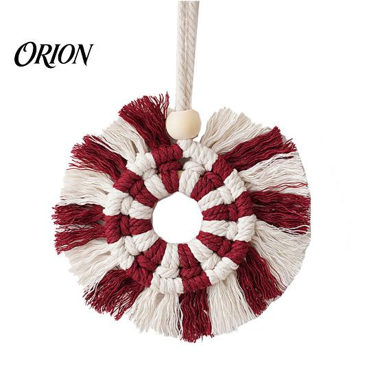 Hand-woven Tapestry Round Braided Tapestry, Boho Wall Hanging Knotted Cotton Layered Woven Art Rope for Bedroom Nursery Christmas Decor Bohemian