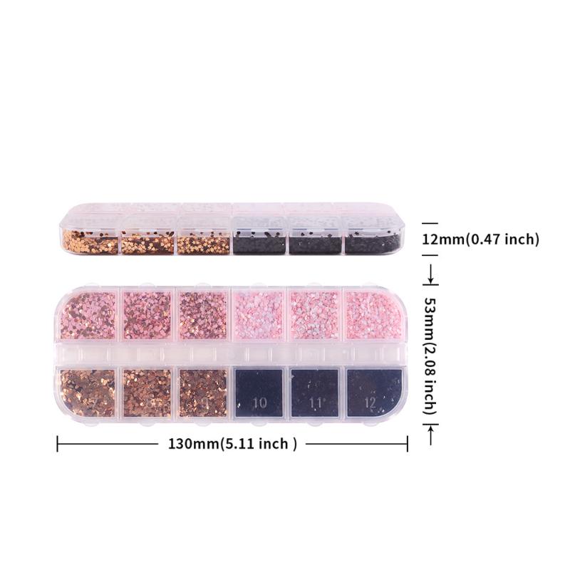 12 Grids Star Heart Round Shape Nail Art Glitter Sequins Holographic Nail Flakes Sequin Mixed Iridescent Powder Nail Decoration