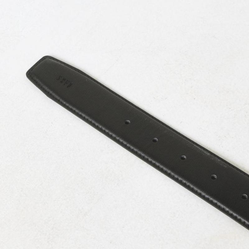 Daks Black Buckle Dd Logo Embossed Leather Belt