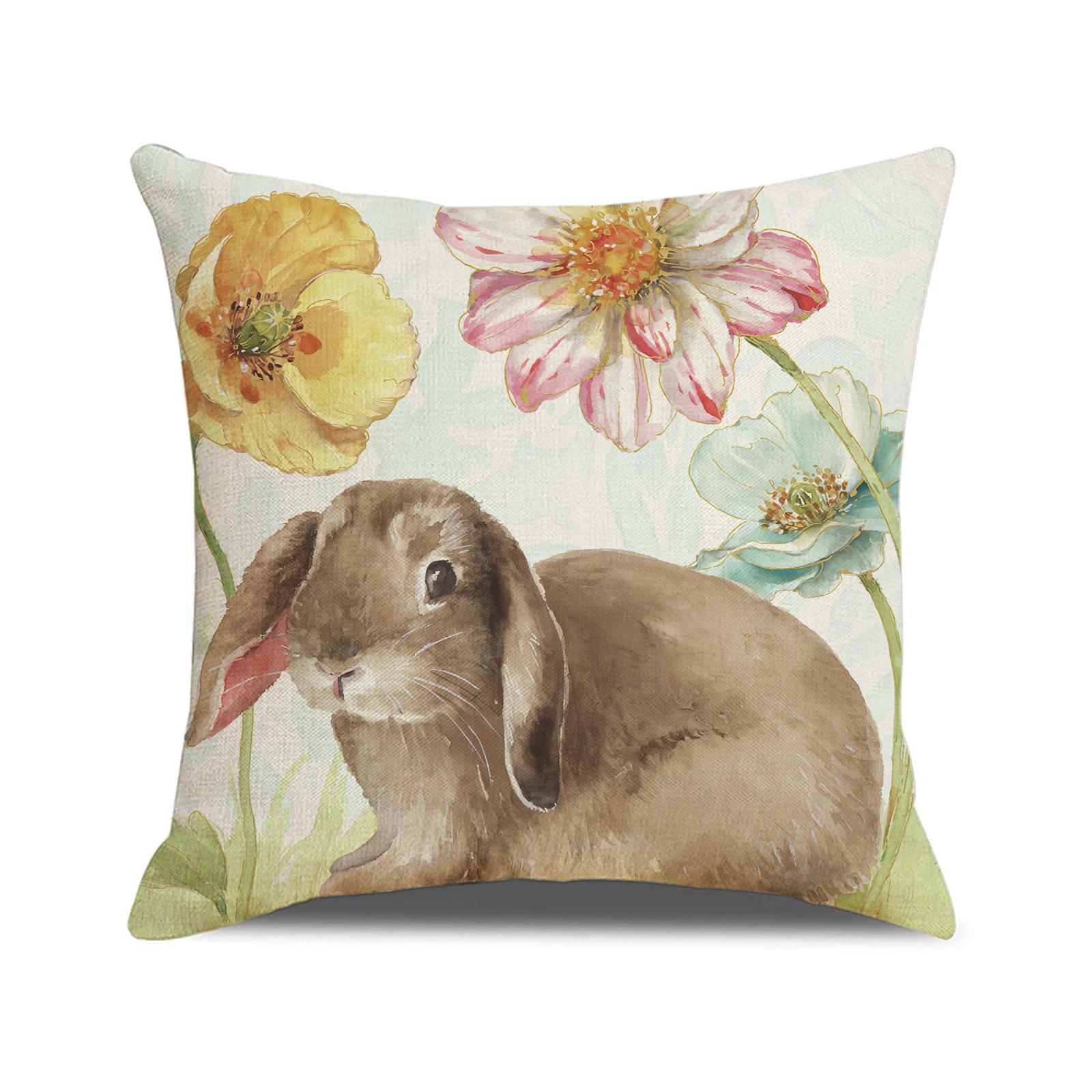 

Easter Bunny Pillow Linen Print Pink Set Combination Pillowcase Simple Versatile Sofa Cushion 45 * 45Cm (excluding pillow core)