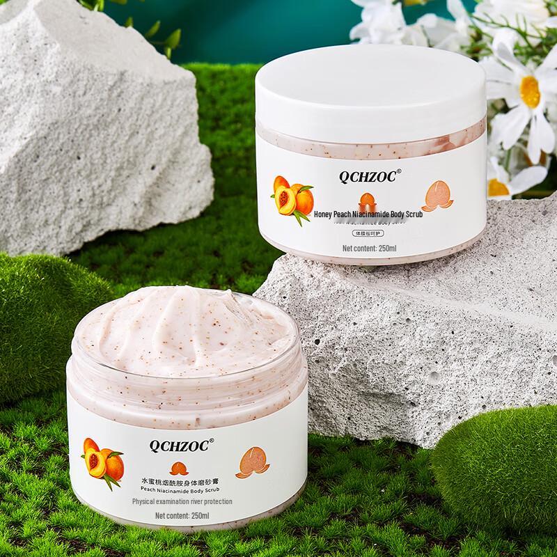 QCHZOC Peach Nicotinamide Body Scrub & Shower Gel Set