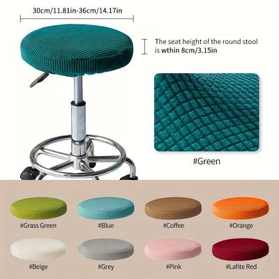 4PCS Seat Chair Slipcover Thickened Round Chair Cover Bar Cover Elastic Stretchable Soft Stool Cover Washable Stool Cushion