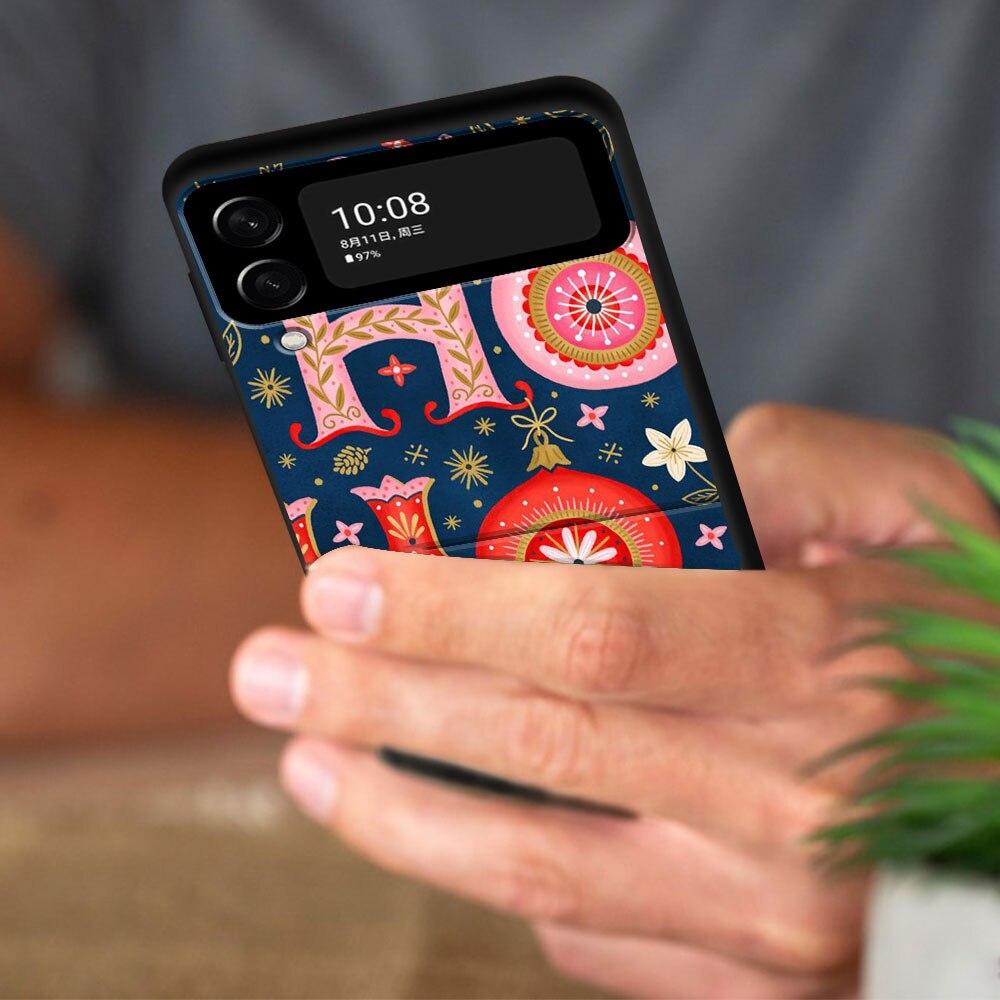 Merry Christmas Santa Tree Cute Phone Case For Samsung Galaxy Z Flip Z Flip3 5G Z Flip4 Hard PC Matte Shell