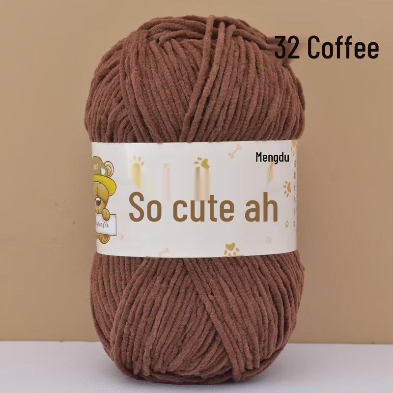 Chenille Crochet Yarn - Medium Thick Hand-Knitted for DIY Crafts & Dolls