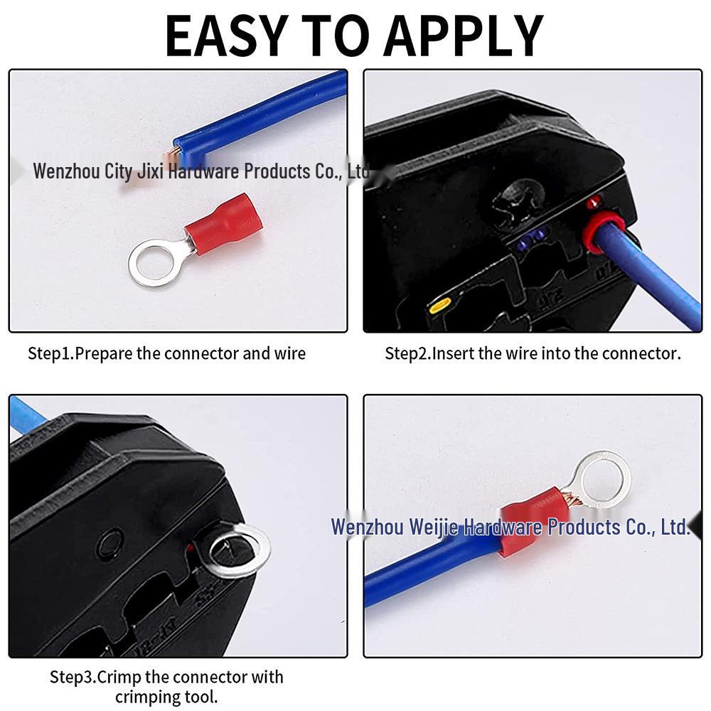200-Piece Cold Crimp Terminal Kit with Copper Insulating Ring and Wire Crimper Box