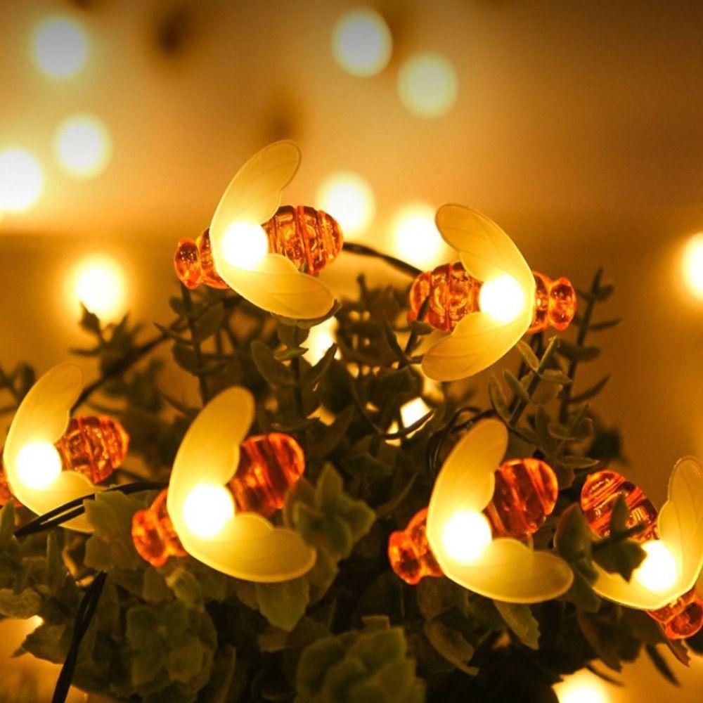 Waterproof LED Night Lights Honeybee Shaped Garden Lamp Fairy String Lights  Outdoor Courtyard