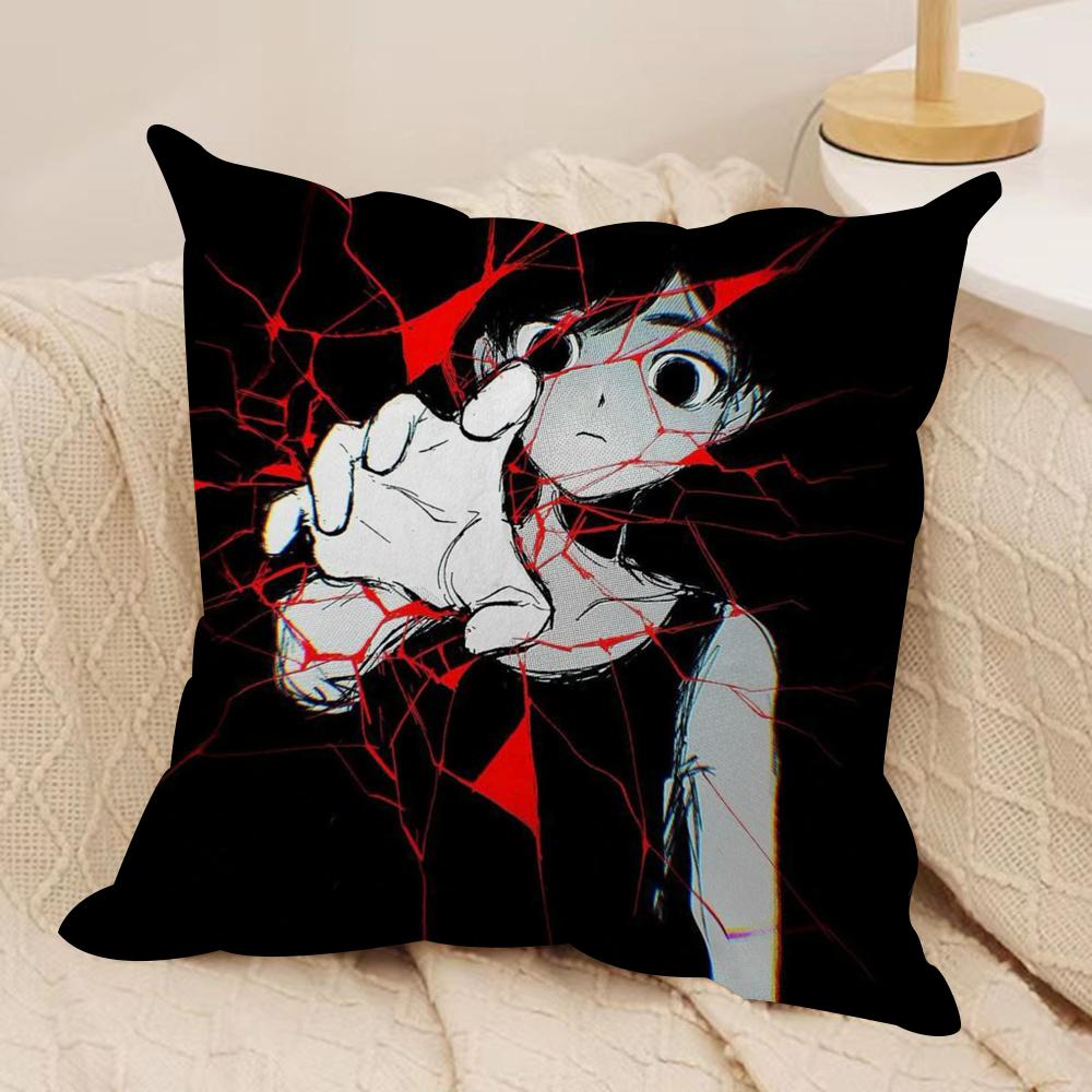 Game Anime O-Omori Cushion Cover Silky Short Plush Sofa Pillow Cover Hidden Zipper Soft Dustproof Case for Home Decor