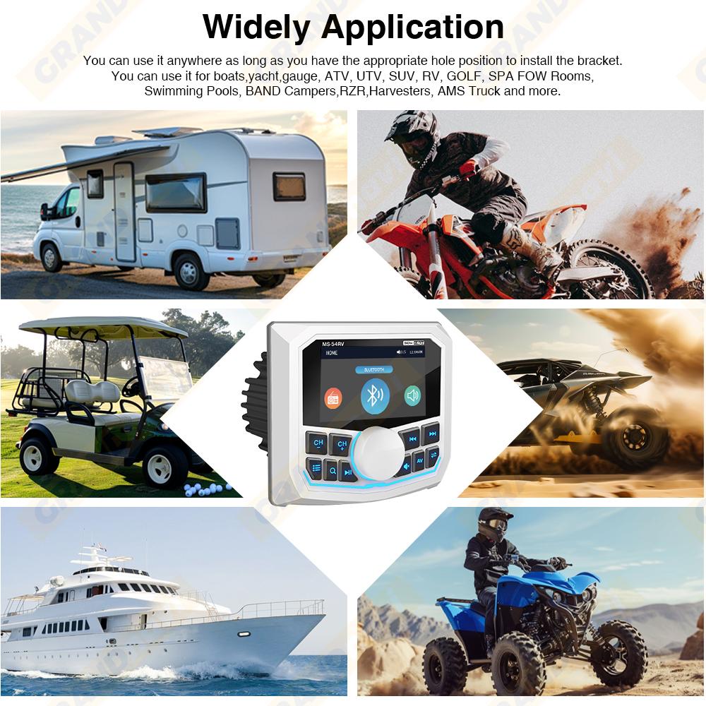 Marine RadioMP5 Player Boat Stereo For Yacht RV ATV UTV Golf Cart FM AM RDS Digital Media Audio Bluetooth IPX5 Waterproof