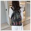 Schoolbag Printed Drawstring Backpack Women's Portable Lightweight Drawstring Folding Storage Bag Sports Bag Bundle Mouth Bag Backpack