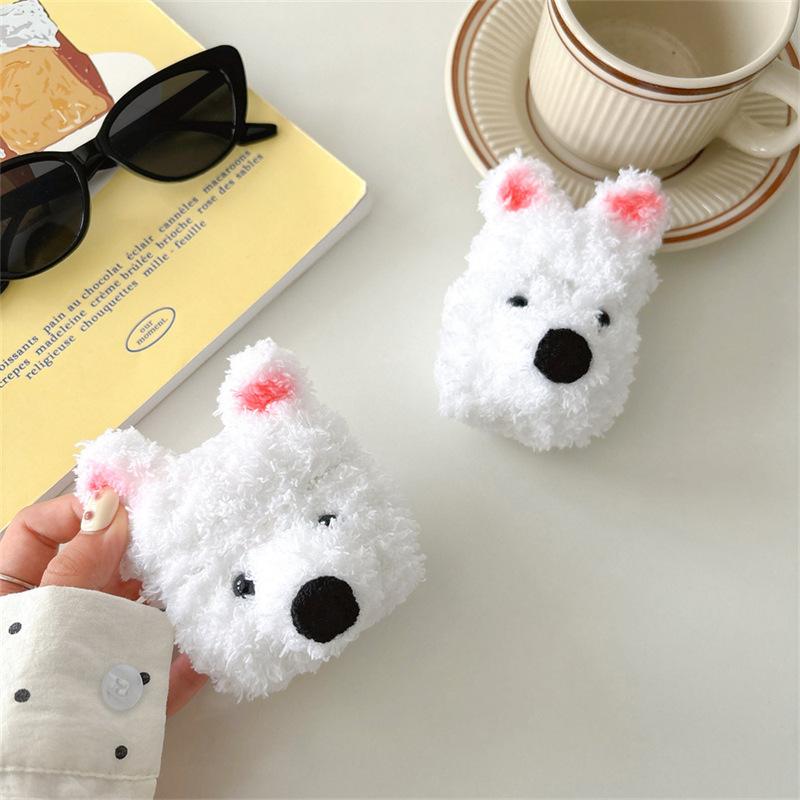 Plush West Highland Puppy Apple Bluetooth Headset Case AirPods pro1 Cute AirPods 1