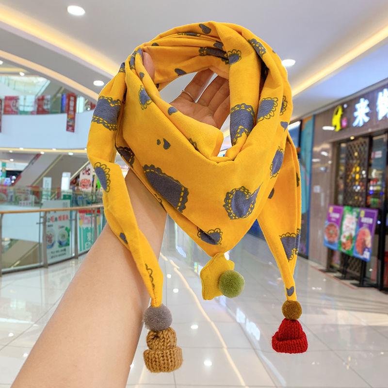 

Хлопковый детский треугольный шарф, осенне-зимний теплый ветрозащитный шейный платок, детское полотенце, милый детский шарф с рисунком для мальчиков и девочек 104*30cm