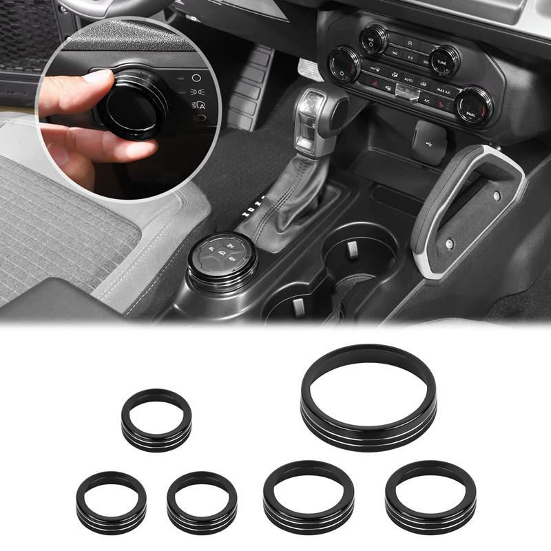 6Pcs/Set Car Modified Air Conditioner Headlight Switch Knob Fit For Ford Bronco 2024+ Car Drive Trailer Gear Switch Knob Cover