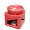 Ceramic Clay Candle Operated Aroma Burner Oil Diffuser, Extra Large Bowl, with 1 Tealight, 4.25 Inch, (Red)