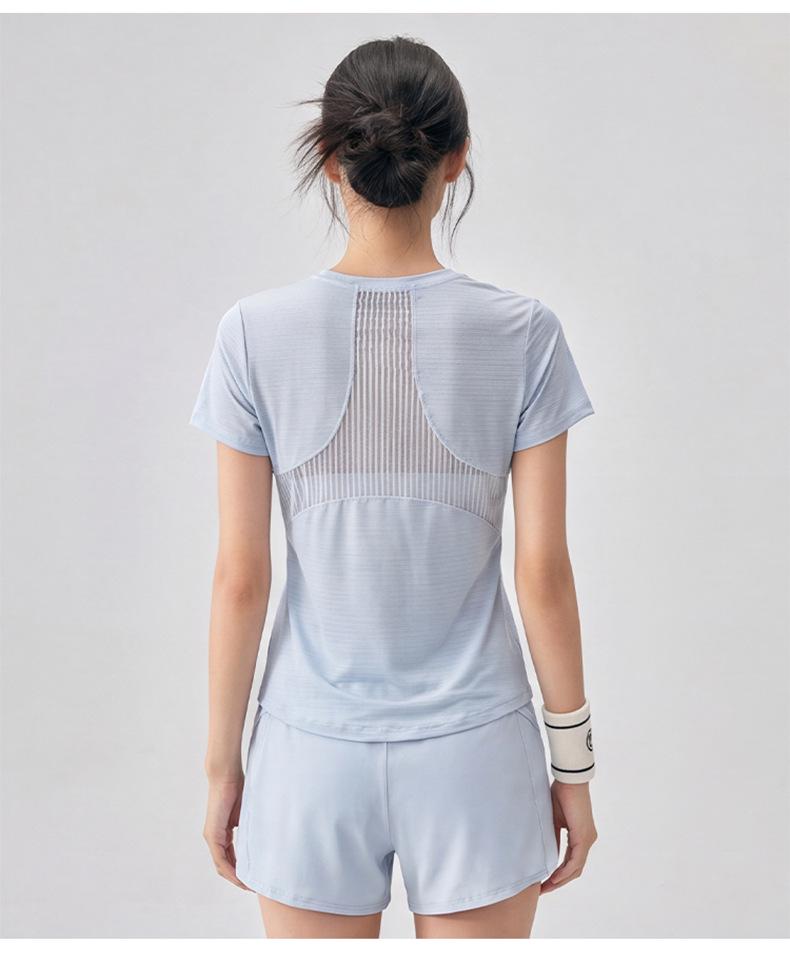 Women's Lightweight Cross-Cutout Yoga T-Shirt - Breathable Textured Short Sleeve Slim Fit for Summer Fitness