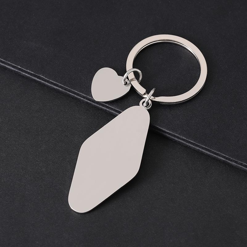 Stainless Steel Rhombus Laser-Engraved Color Keychain Gift