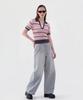 CUTZ Crochet Stripe Open Collar Knit