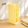 Stationery Storage Box Slanted Pen Holder with 5 Compartments, Plastic Organizer, Desk Organizer Macaron Colors Space Saving Pencil Cup for