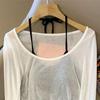 Spicy Girl Two-Piece: Hollow Knit Long Sleeve & Summer Camisole Cover-Up Set