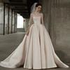 2025 Vintage Satin Halterneck Wedding Dress - Simple, Elegant Evening & Photography Style