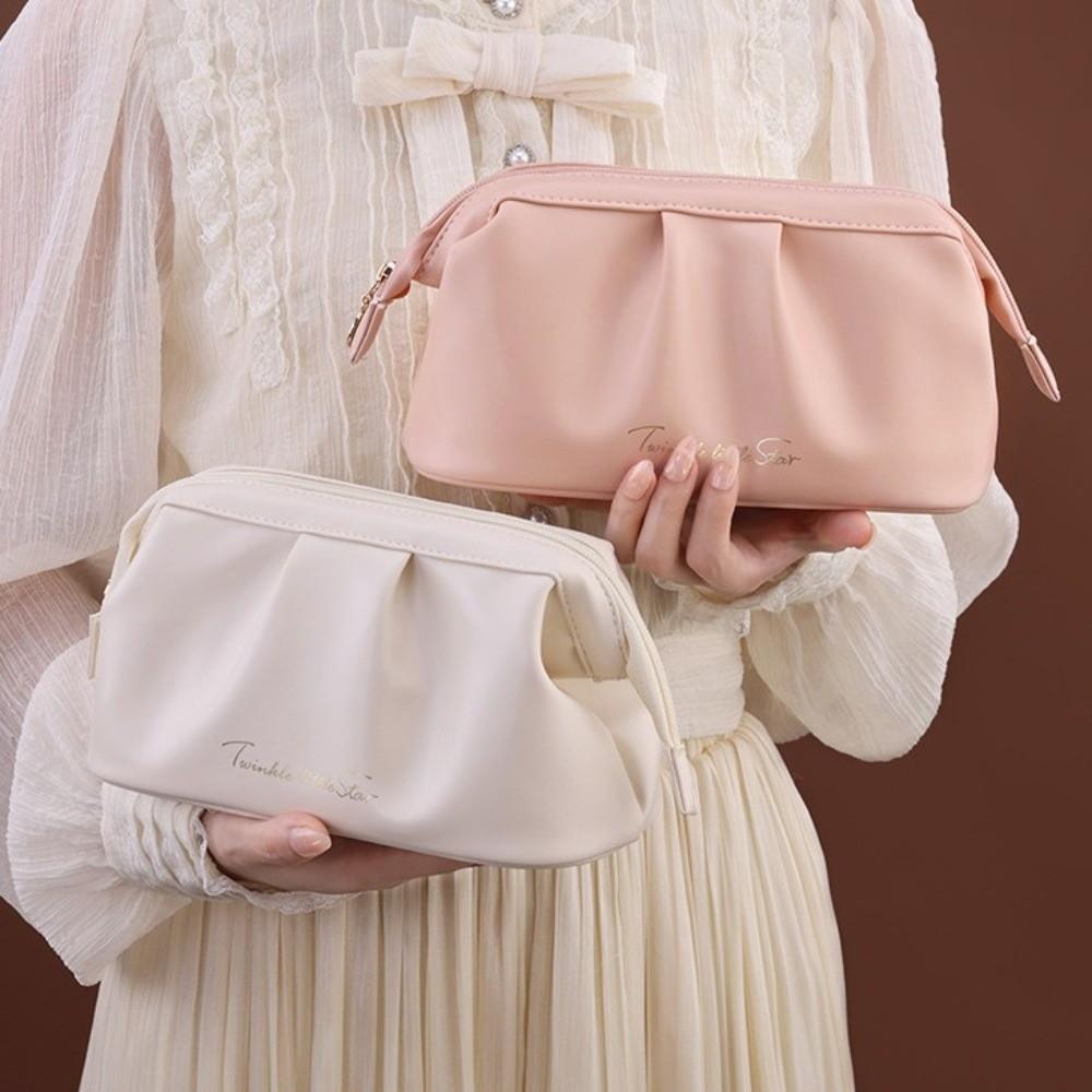 Wide-open Women Cosmetic Bag Handheld Toiletry Storage Bag Ins Makeup Organizer  Travel