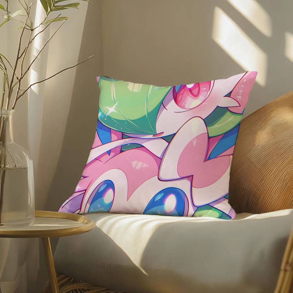 Pokemon Starter Collection Anime Plush Pillow Cover Soft Short Plush Cushion Cover For Sofa Bedroom Home Decor Gift