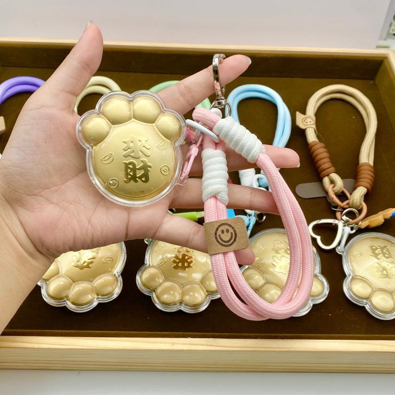 999 Pure Gold Lucky Cat Paw Phone Charm: Double-Sided Wealth-Attracting Omamori Cat Gift