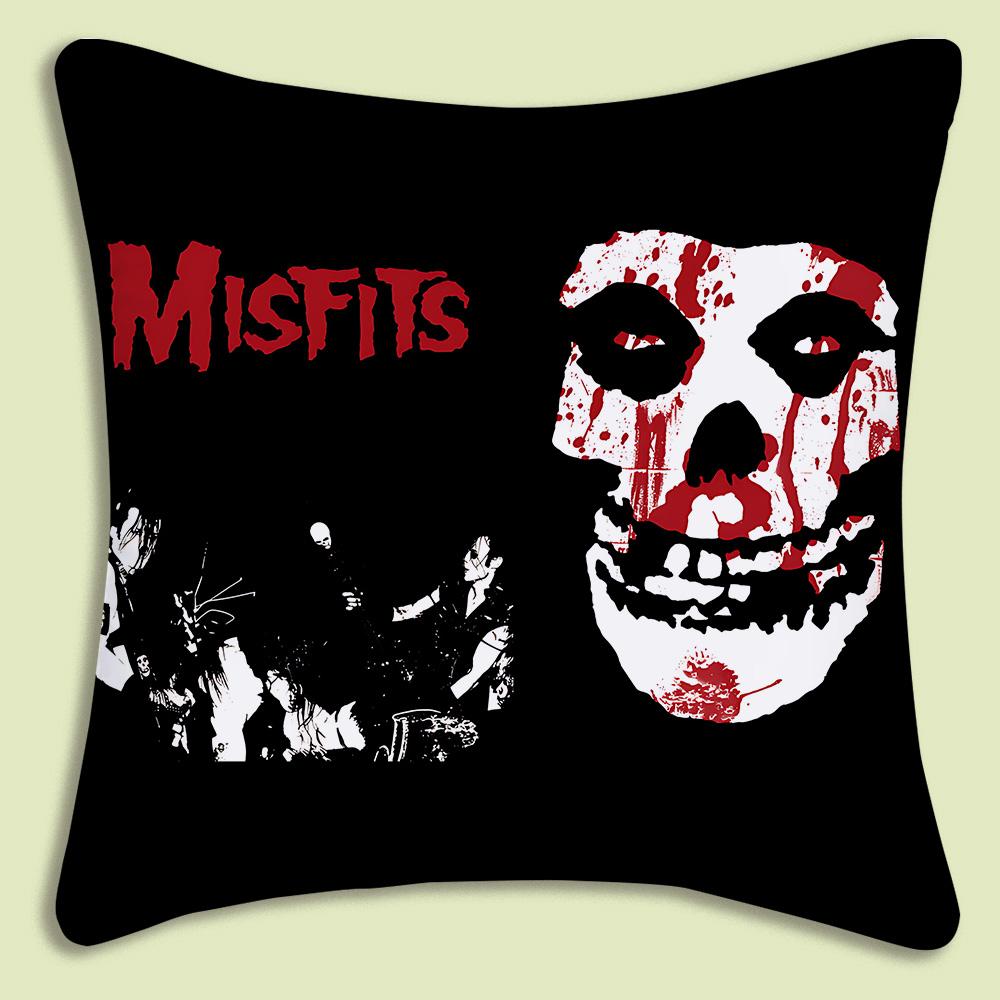 Custom rock band Misfits skull face Pillow Covers Cartoon Sofa Decorative Home Doublesided Printing Short Plush Cute Cushion