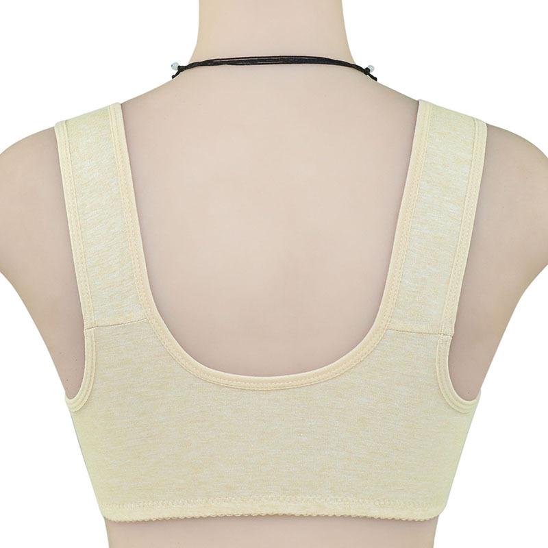 New printed front buckle underwear women's soft cotton vest type middle-aged and elderly bra large size steel-rimless underwear