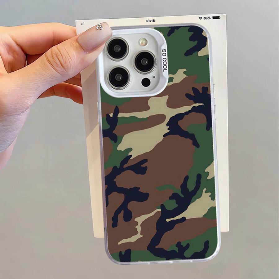 Case for iPhone 11 12 13 Pro Max 14 15 16 Plus 16e Soft Cover Camouflage Pattern