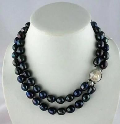 Gorgeous 10mm Natural South Seas Black Pearl Necklace 18-19inch