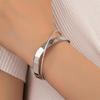 Gold Color Punk Irregular Metal Geometric Wide Bracelets for Women Men Vintage Smooth Twisted Cross Cuff Bangles Party Jewelry