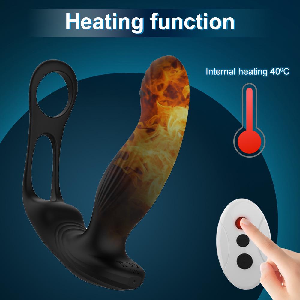 Prostata-Massagegerät & Doppelring-Analplug-Vibrator mit Heizung für Männer