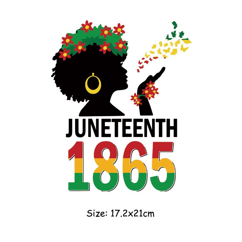 Juneteenth 1865 Sticker Patch For Clothes July 4th Black Girl Free 1776 DIY Heat Transfer Clothes Stickers Iron On Thermal Patch