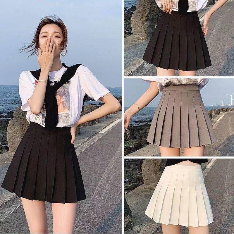 Stylish Women High Waist Pleated Skirt Featuring Comfortable Safety Shorts Inside