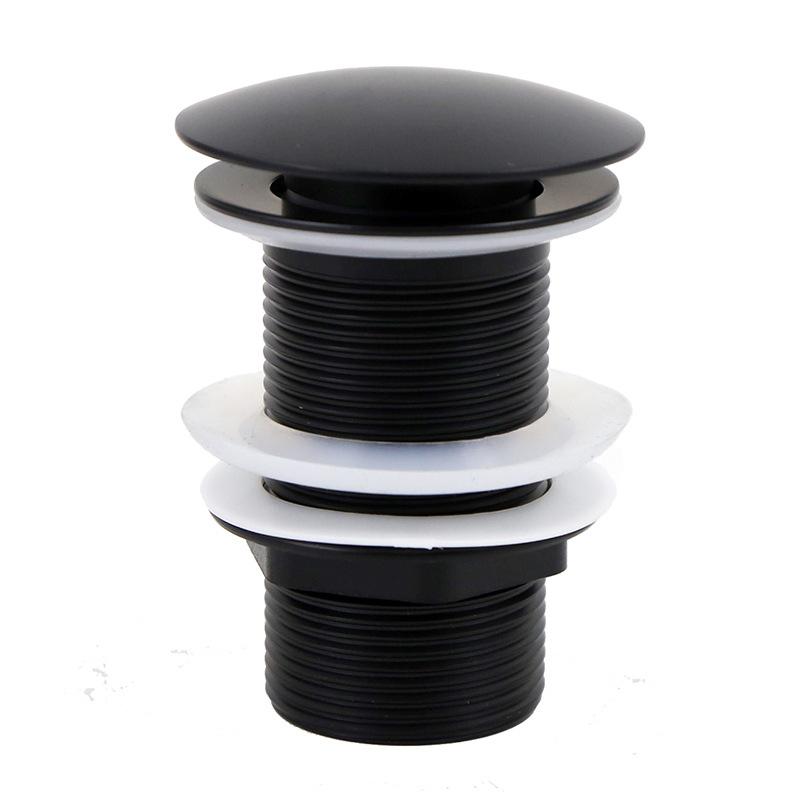 Overflow Pop up Drain Bathroom Vessel Sink Drain Stopper (Black,Brass)