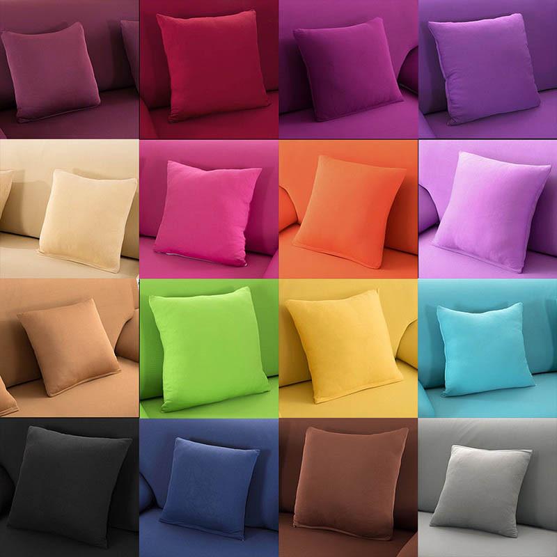 Cushion Color Solid Cover Pillow Case Cotton Blend 40x40 45x45 50x50 12 Color