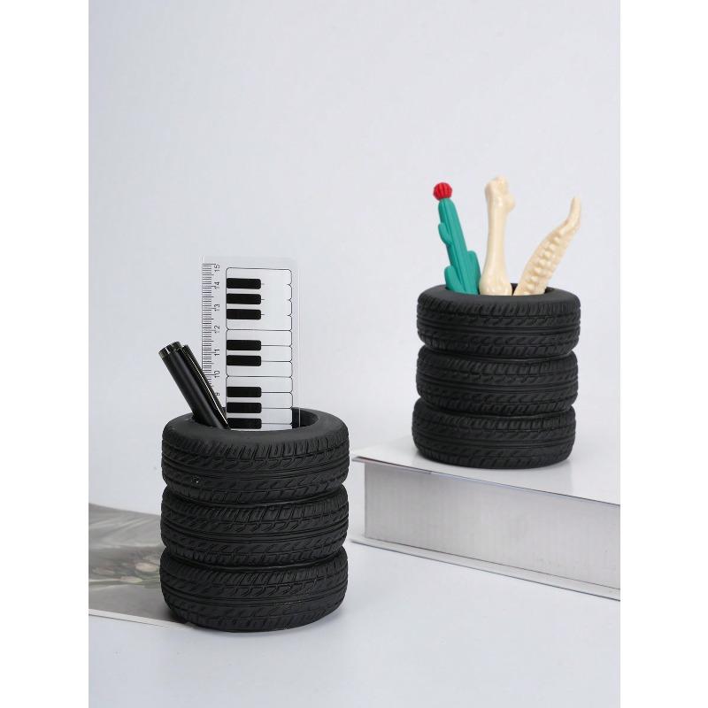 1 Stück Lustiger Reifenförmiger Schreibtisch-Stifthalter - Kunststoff, Bürodekoration Zubehör Und Schreibwaren Geschenke
